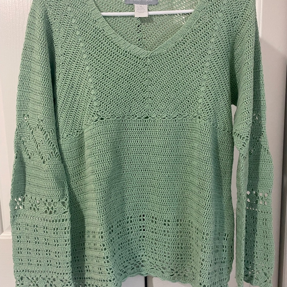 Mint Green Crochet Sweater
